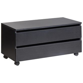 Beliani Beliani - Mueble De Ba&ntilde;o Mdp Material Sint&eacute;tico Con Ruedas 2 Cajones Almacenaje Mueble Ba&ntilde;o Negro Teresina
