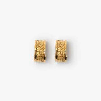 Burberry Engraved Check Hoop Earrings