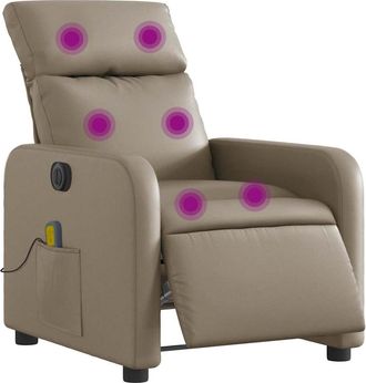 vidaXL Vidaxl - Sill&oacute;n Reclinable De Masaje El&eacute;ctrico Cuero Sint&eacute;tico Capuchino