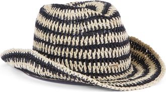 Eugenia Kim Winona Packable Crochet Fedora in Natural/black at Nordstrom