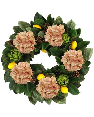 Creative Displays Inc. 25In Traditional Fall Wreath With Hydrangeas, Artichokes & Lemons