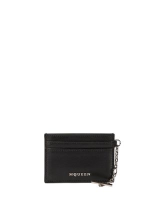 Alexander McQueen Alexander Mcqueen Womens Sling Card Holder - Black Leather - One Size