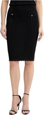 Fracomina Gebreide Rok Slim Fit Middellang - Dames - Kokerrokken - Zwart - XL - Polyester - Rokken