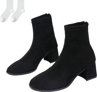 Generic Womens Ankle Boots in A Suede Look, Elegant Ankle Boots with A Low Block Heel And Round Toe, Comfortable Autumn And Winter Boots for Everyday Wear And