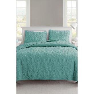 VCNY Home Shore Embossed 3-Piece Quilt Set - King in Blue Teal at Nordstrom Rack