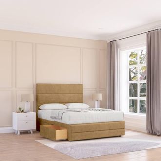 Sloomy Monaco Bed Base No Drawers 12 Footboard & 54 Floor Standing Headboard in Bronze | Size: Single