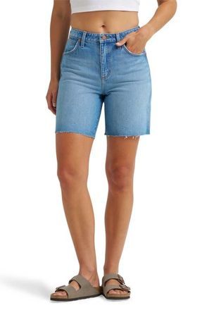 Wrangler Cowboy Cutoff Denim Longline Shorts in Riyah at Nordstrom, Size 27