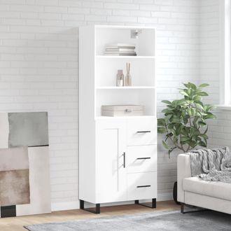 vidaXL Vidaxl - Aparador Alto Madera Contrachapada Blanco 69,5x34x180 Cm