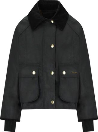 Barbour Light Jackets, female, Black, XS, Black Waxed Cropped Jacket