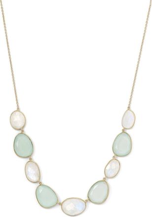 Liv Oliver 18k Gold Moonstone & Chalcedony Necklace