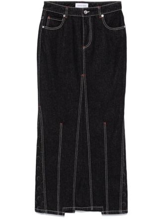 Marine Serre Womens Moon Denim Long Skirt - Black Cotton - Size EU 40 (Womens)