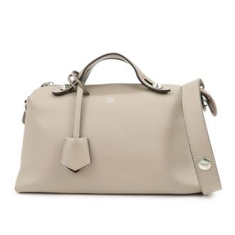 Fendi By The Way Satchel Calfskin Beige Leather Handbag (Pre-Owned)