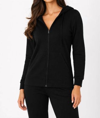 French Kyss Zip Up Hoodie Jacket In Black