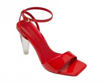 Carrano Womens Sky Clear Heel Patent Leather Sandal In Red