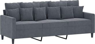 vidaXL Vidaxl - Sofá de 3 plazas terciopelo gris oscuro 180 cm