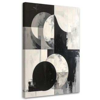 Feeby Cuadro Sobre Lienzo, Abstracci&oacute;n C&iacute;rculos Blanco Y Negro, 80x120