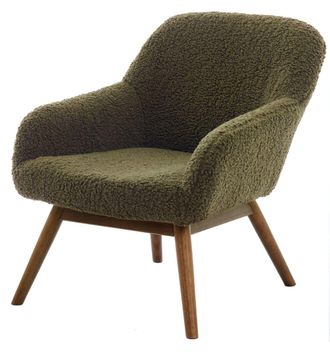 Moloo Sill&oacute;n de madera patinada nogal y tejido de rizo army