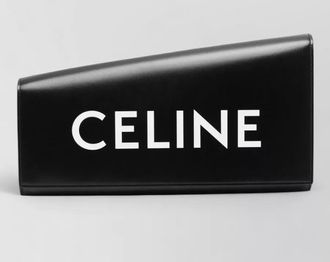 Celine leather asymmetric logo print clutch bag