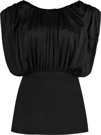 Jil Sander Gathered Viscose Top - Dames - Tops zonder mouwen - Zwart - XS - Tops