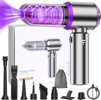 OEM Aspiradora Potente Para Coche, Aspiradora De Mano Inal&aacute;mbrica De 19 000 Pa, 4 En 1, 3 Velocidades, Con Filtro Hepa, Mini Aspiradora Inal&aacute;mbrica Para C