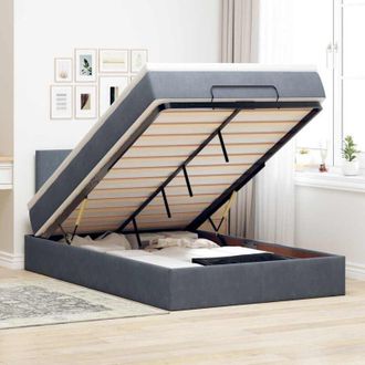 vidaXL Vidaxl - Cama Otomana Con Colch&oacute;n Y Led Terciopelo Gris Oscuro 120x190cm