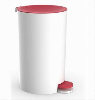 Trade Shop Trade Shop - Cestino Pattumiera A Pedale Arredo Bagno Bianco Rosso Plastica Accessorio 69934