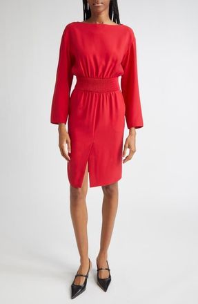 Emporio Armani Long Sleeve Techno Cady Dress in Solid Medium Red at Nordstrom, Size 12 Us