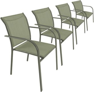 Sweeek Set of 4 garden chairs in aluminium khaki green 62x55x84 cm - Amara