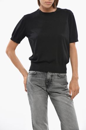 Saint Laurent Maglia Girocollo in Lana a Maniche Corte Saint Laurent