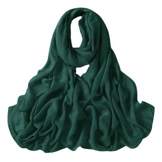 Lina & Lily Luxury Womens Bamboo Viscose Woven Scarf Shawl Wrap Solid Lightweight (Dark Green)