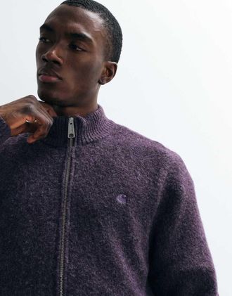 Carhartt Work in Progress Curtis - Giacca in maglia viola sfumato con zip