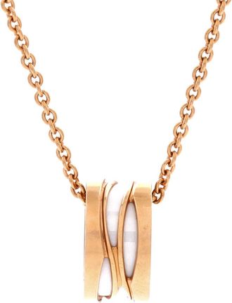 Bulgari B. Zero1 Design Legend Zaha Hadid Pendant Necklace 18K Rose Gold with Ceramic