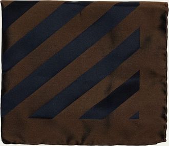 Brunello Cucinelli Mens Double-Face Wide Stripe Silk Pocket Square