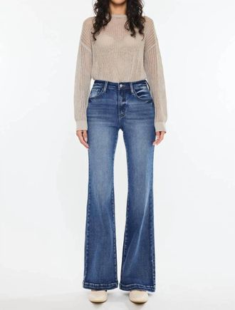 Kancan High Rise Wide Leg Flare Jeans In Dark