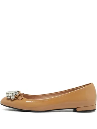 Miu Miu crystal-embellished ballet flats - Neutrals