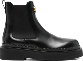 Valentino Zwarte Chelsea-laarzen met dikke zool - Dames - Chelseaboots - Zwart - 38 EU - Leer - Schoenen