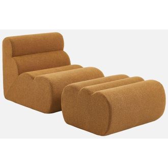 Sweeek Poltrona boucl&eacute; testurizzata con poggiapiedi, 1 posto