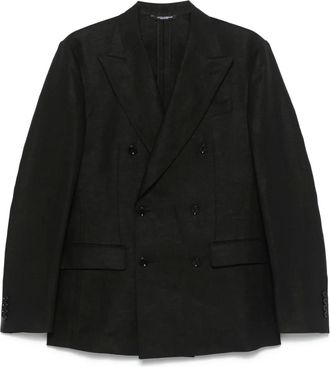 Dolce & Gabbana Blazer doppiopetto in lino - Nero