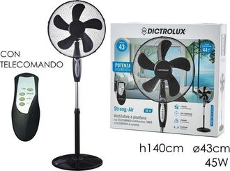 Trade Shop Trade Shop - Ventilatore A Piantana Con 5 Pale Con Telecomando H 140 Cm &Oslash; 43 Cm 45 Watt