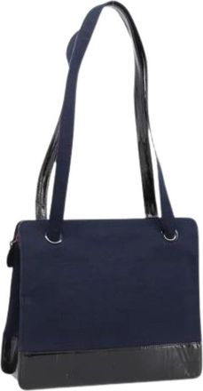 Chanel Pre-owned Vintage Canvas Shoulder Bag - Dames - Vintage Schoudertas - Blauw - ONE Size - Leer - Vintage