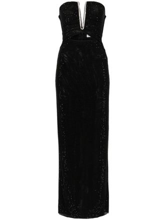Self Portrait rhinestone-embellished maxi dress - Black
