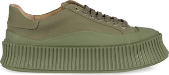 Jil Sander Womens Canvas Platform Sneakers - Khaki - Size EU 38