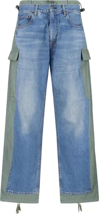 Junya Watanabe Blue Patchwork Cargo Drawstring Denim Jeans