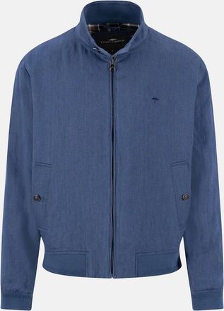Fynch-Hatton Mens Pure Linen Harrington Jacket Horizon Blue - Size: 40/Regular