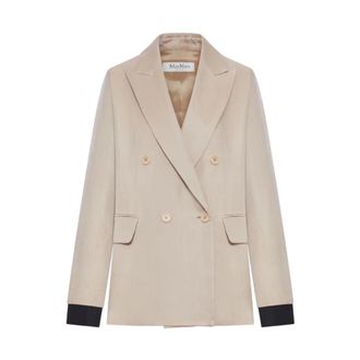 Max Mara Blazers, female, Beige, Size: 2XS Giacca doppiopetto Feltro