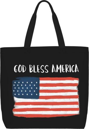 Generic Women Handbag God Bless America Patriotic Usa Women Beach Bag Girls Retro Beach Travel Bags, For Swim, Wedding, Graduation, School, Holiday