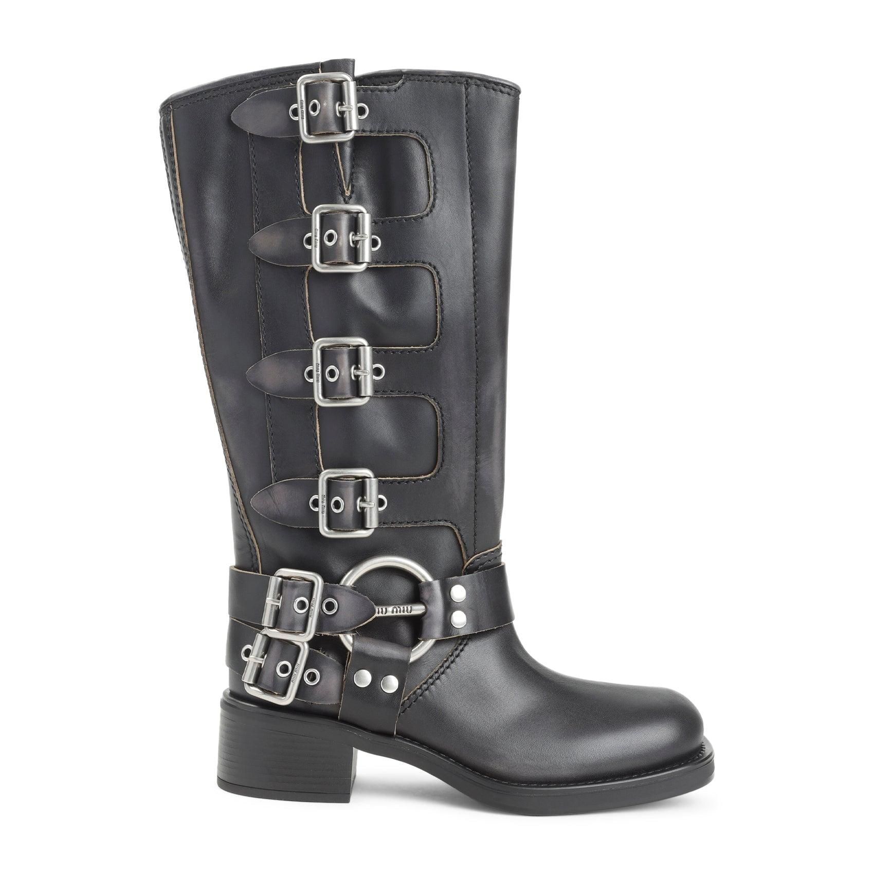 靴 miu miu side zip wingtip boots black Miu Miu Black Side Zip Lace Up Combat Boots - Ann's Fabulous