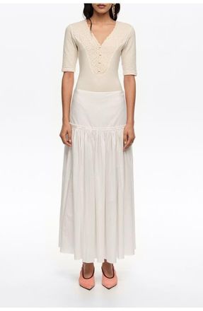 Bimba & Lola Cotton Flared Skirt in White at Nordstrom, Size 38 Eu