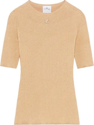 Courr&egrave;ges Solar ribbed sweater - women - Cotton/Merino - L - Neutrals