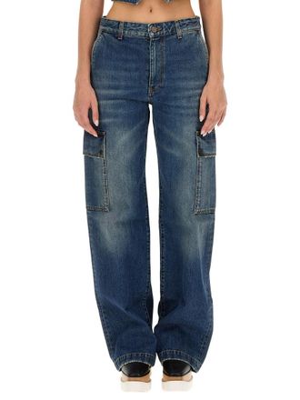 Stella McCartney Relaxed Fit Blended Cargo Pants - Blue